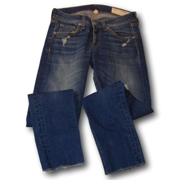 Rag & Bone Mid Rise Capri Distressed Skinny Jeans Size: 24 - Picture 3 of 4